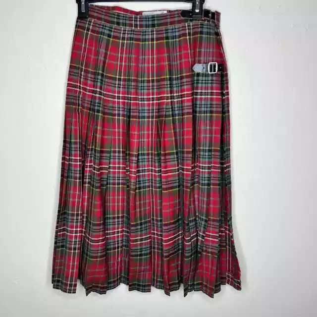 Vintage The Scotch House 100% Wool Kilt Skirt 8 Tartan Plaid Wrap Midi Pleated