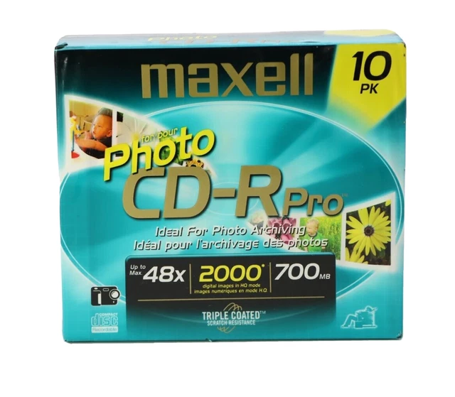 MAXELL Photo CD-R Pro Compact Disc 48x 700MB New Sealed 10 Pack w/ Cases
