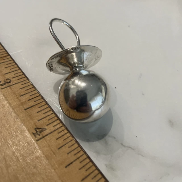 Vintage Mexican Taxco Sterling Silver Baby Rattle Pendant Signed