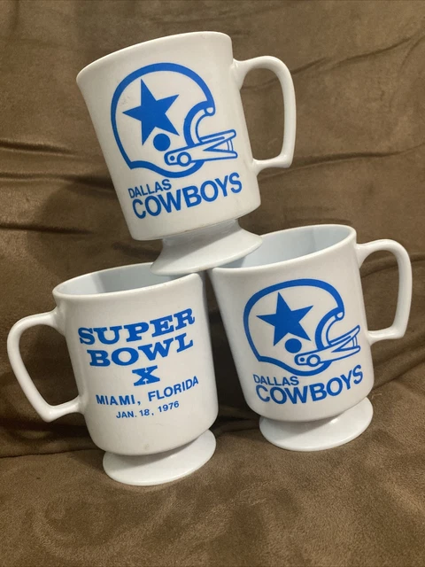 Vintage Dallas Cowboys Super Bowl X ~Melamine Coffee Cups Set of 3 RARE 1/18/76 Vintage Dallas Cowboys Super Bowl X ~Melamine Coffee Cups Set of 3 RARE 1/18/76