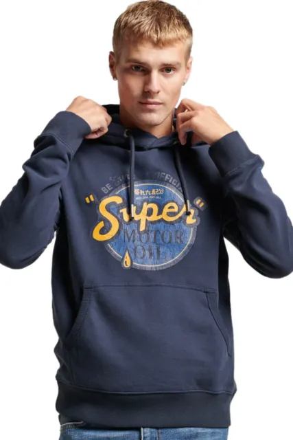 felpa SUPERDRY WORKWEAR LOGO GRAPHIC HOODIE M2013134A FRENCH NAVY