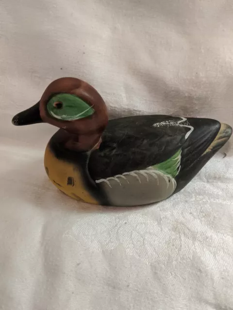 Vtg Hand Painted Ceramic Mallard Duck Figurine.