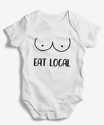 Eat Local Baby Vest, Funny Baby Clothes/ Grow, Breastfeeding bodysuit by BHUR
