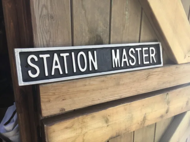 Station Master - railway Train platform  Vintage type Cast Iron wall Sign Plaque