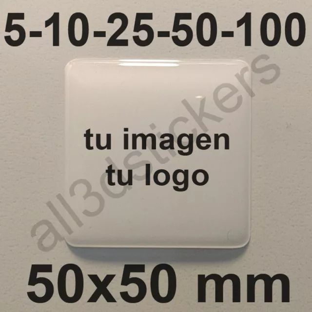 Pegatinas Personalizadas Logo Imagen Resina 50x50 mm Adhesivos Relieve 3D Foto