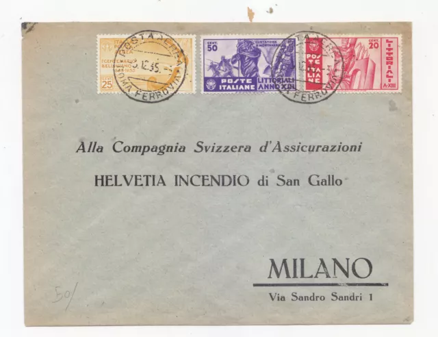 Uu664-Posta Aerea-Lettera Da Roma A Milano 1935