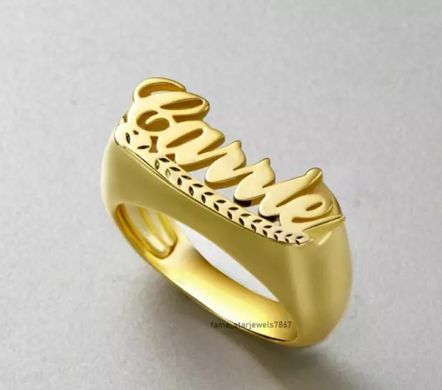 Wonderful Special Women's Customized ANY Name Ring 14K Yellow Gold Plated 2