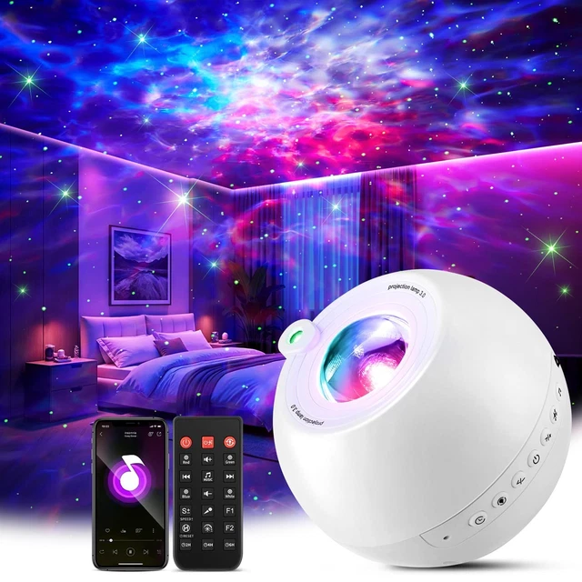 PIKOY 360 LIGHTS Galaxy Projector+15 White Noise Machine Bluetooth ...