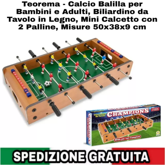 Calcio Balilla x Bambini e Adulti, Biliardino da Tavolo in Legno, Mini Calcetto