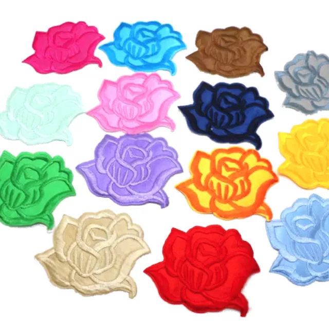 1pcs Embroidered Flower Rose red Cloth Iron On Patch Sew Applique Craft DIY #606