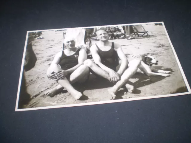 social history 1920's glamour couple bathing costume real photo postcard