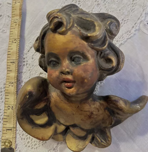 Vintage Putti Angel Cherub Winged Wall Hanging Figure Carvings