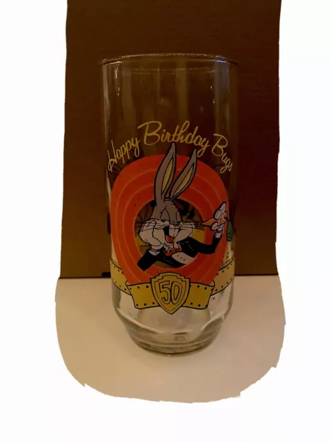 Vintage Warner Bros. 1990 Happy Birthday Bugs Bunny, 50th Anniversary Glass (2pk