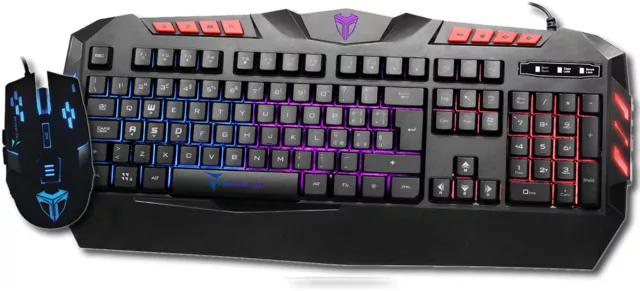 Techmade Tastiera + Mouse Gaming Led Retroilluminata Keyboard Usb Pc Computer