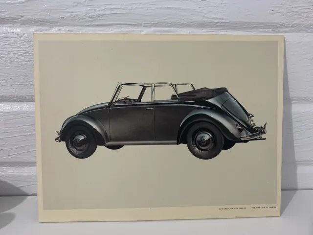 RARE VTG VW Volkswagen BUG Beetle LITHO? "THE FIRST VW OF 1938/1939" GERMAN 16"