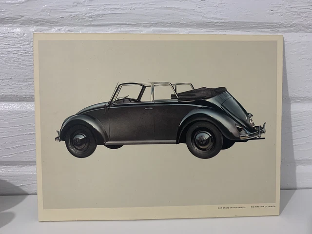 RARE VTG VW Volkswagen BUG Beetle LITHO? "THE FIRST VW OF 1938/1939" GERMAN 16"