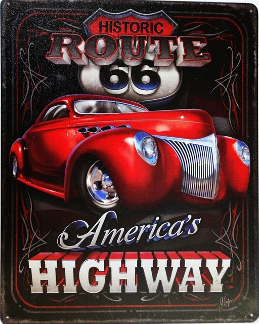 ROUTE 66 AMERICA'S Highway Garage Metal Sign Man Cave Shed Bar Cruiser ...