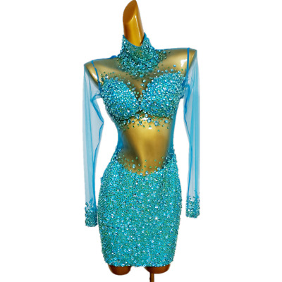 Sexy Maglia Trasparente Strass tutine CANTANTE DANCE Stage Costume Outfit