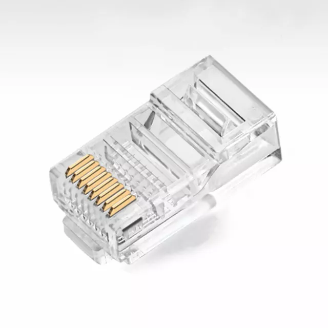 100x RJ45 Stecker Netzwerk CAT5e Cat6 Kabelende Crimp modularer Stecker GOLD Stifte