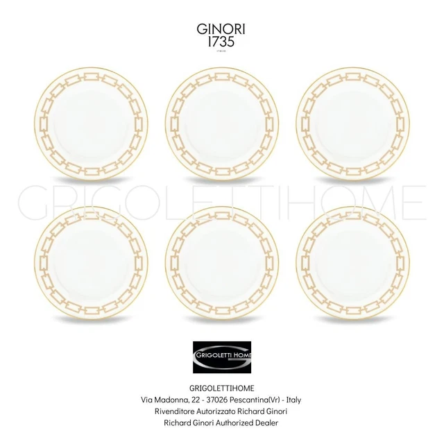 Set De 6 Assiettes Plates Richard Ginori Corona Blu - 24 Cm, Porcelaine, Neuf, Lave-vaisselle Et Micro-ondes Safe