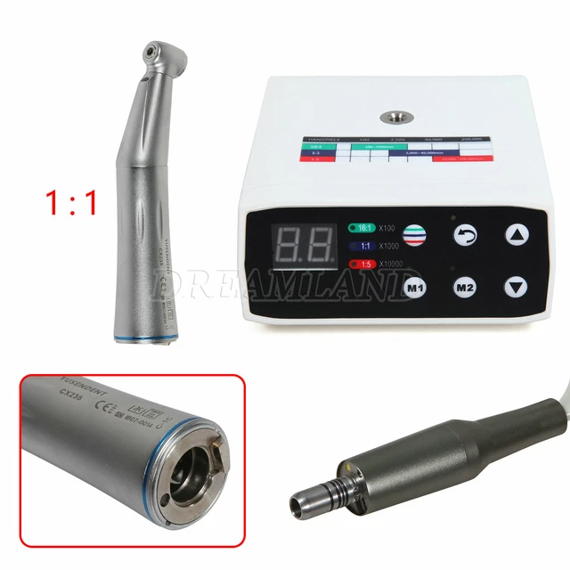 Brushless Dental LED Electric Motor & Fiber Optic 1:1 Contra Angle COXO Handpiec