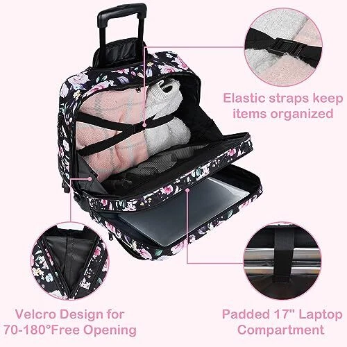 Pink rolling laptop bag hotsell