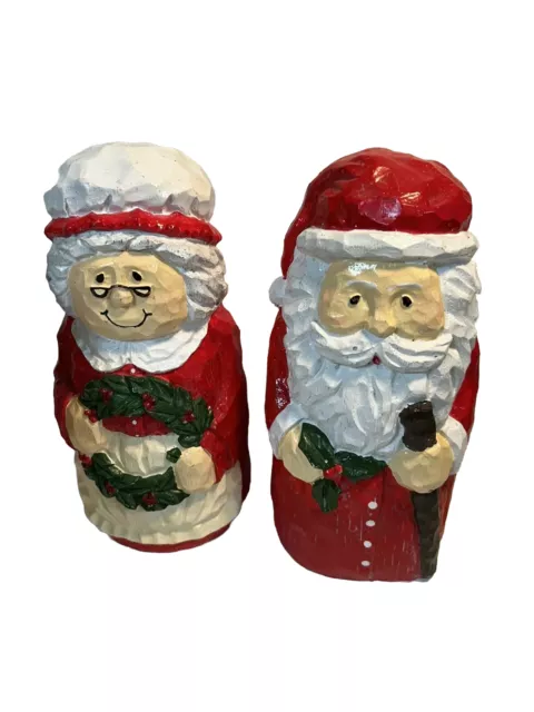 Santa Claus￼ & Mrs. Claus Over Sized Wood Resin Figures 10”x4” CHRISTMAS/HOLIDAY