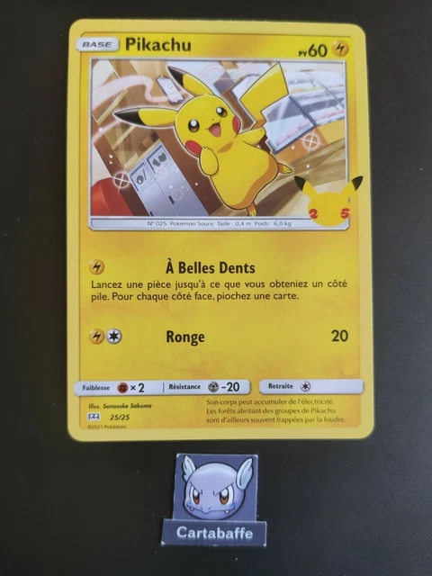 Carte Pokémon Pikachu 25/25 Holo - Édition 25 Ans - État Moyen (Moderately Played)
