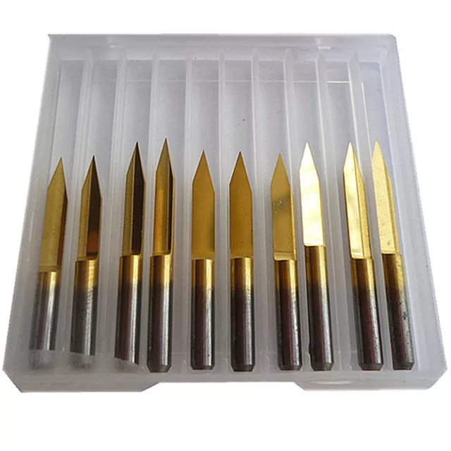 10x Titanium Coated Carbide PCB Engraving CNC Bit Router Tool 30 Degree 0.1mm