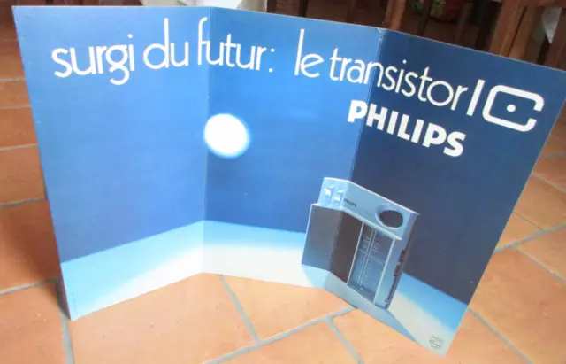 Carton publicitaire Vintage Surgi Du FUTUR Transistor PHILIPS Radio TSF