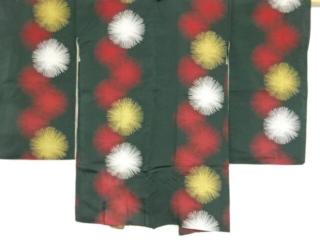 42192# Japanese Kimono / Antique Haori / Woven Abstract Flowers