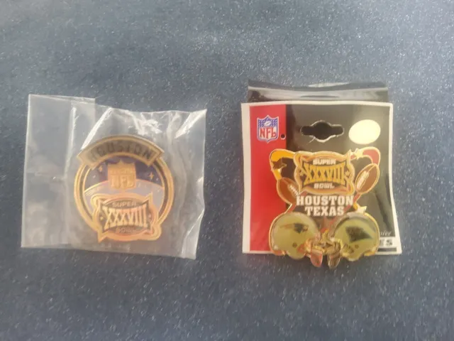 2x NFL Super Bowl XXXVIII Patriots Vs. Panthers February 1st, 04 Collectible Pin
