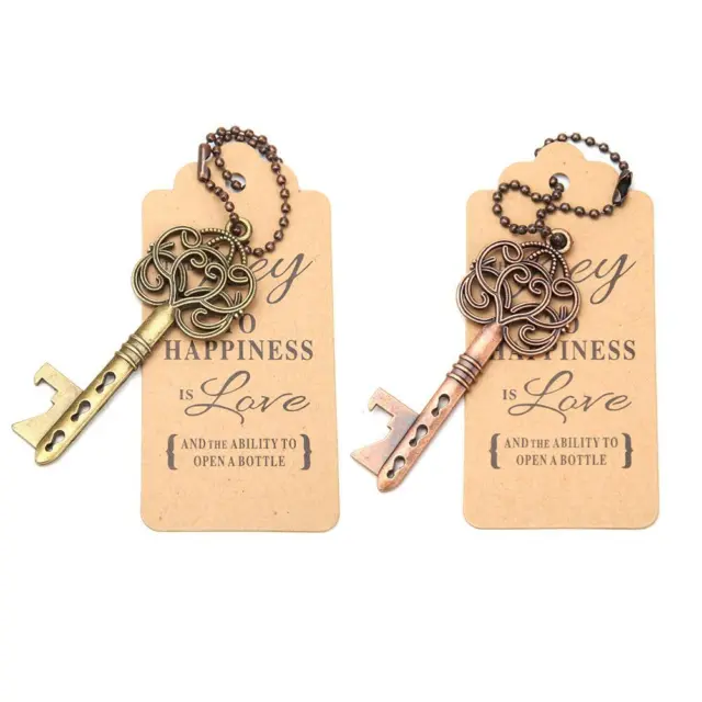 5pcs/set Wedding Vintage Key Bottle Opener Tags Card Chains Holiday Party Gifts