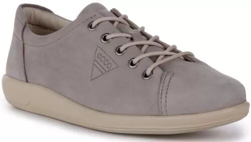 ECCO Souple 2.0 Stylé Fibre Système Nubuck Marche Chaussure Gris Femmes UK 3 - 8