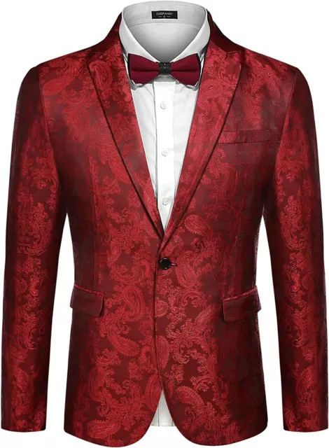 COOFANDY Men's Floral Tuxedo Jacket Paisley Notch Lapel Stylish Suit Blazer Jack