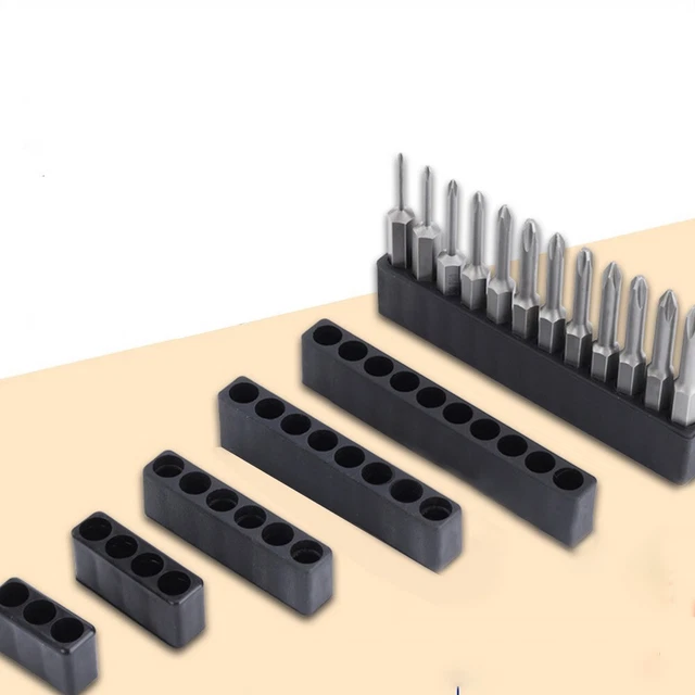 Bit Holder Storage Strip 1/4"Hex Tool 6.35mm Black Drill Flexible Plastic