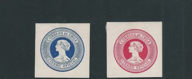 CHILE circa 19th century two UNUSED CIERRO-OFICIAL items MH CINDERELLA 2