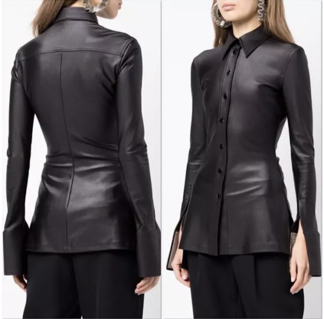 NWT Alexander Wang crystal-embellished split-cuff shirt 2 $495 2