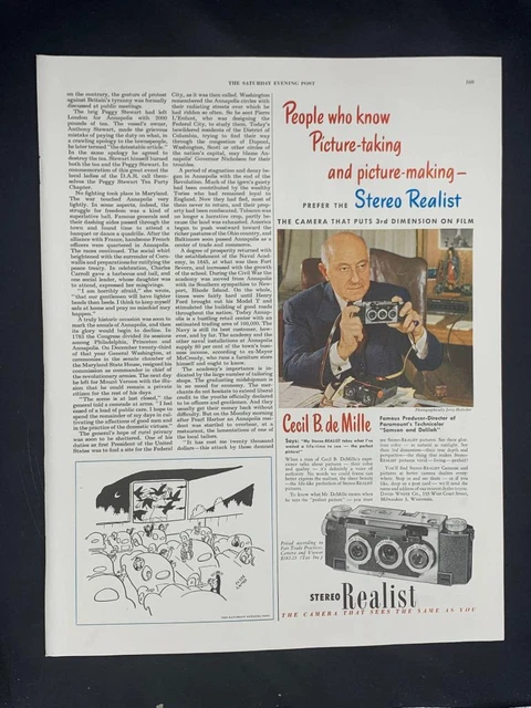 Anuncio de revista* - 1950 - cámara estéreo realista - Cecil B. De mil