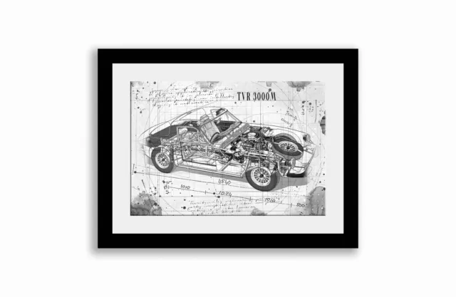 Line Tech Drawing TVR 3000M  Cutaway Art Poster Print