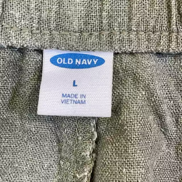 Old Navy Womens Utility Shorts Green Sz Large Linen Blend High Waist Drawstring 2