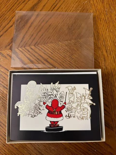 VTG NOS Sidney Burgoyne Christmas Greeting Cards Santa Conducting Orchestra New