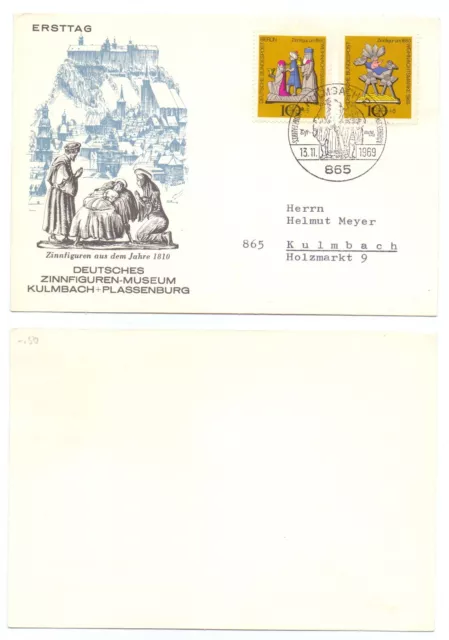 102510 - Mi.Nr. 610 und Berlin Mi.Nr. 352 - FDC - Kulmbach 13.11.1969