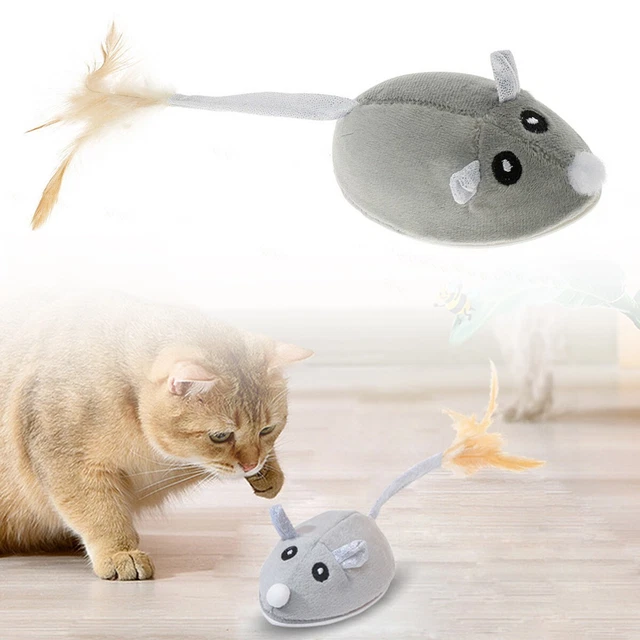 Cat Interactive Mouse Toy Automatic Electric Teaser Toy Pet Play Rattle Feather