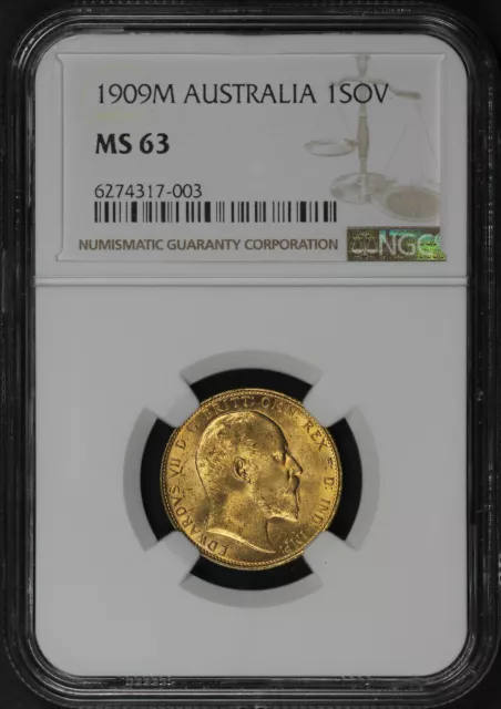 1909-M Australia Gold Sovereign NGC MS-63