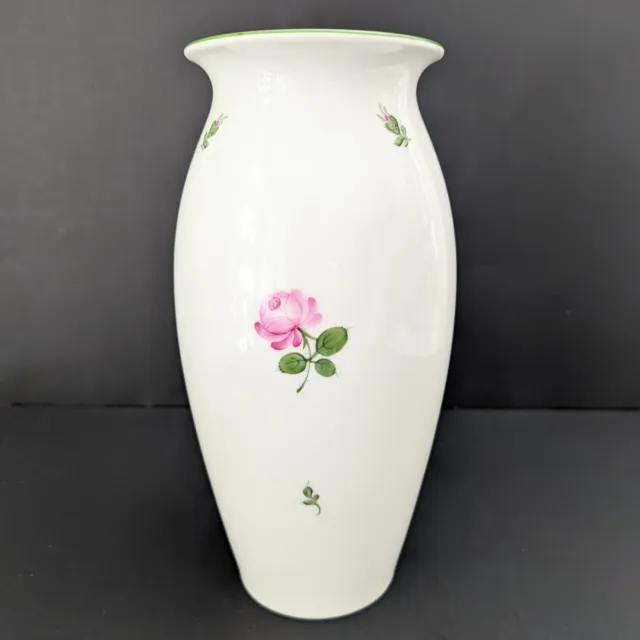 Wien Augarten Vienna Hand Painted Porcelain Vase Pink Rose 10"