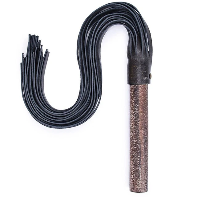 Handwork Make Genuine Leather COW Whip Ancient Wooden Round Handle