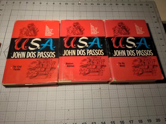 John Dos Passos USA Trilogy 42nd Parallel, 1919, The Big Money 1960 Hard cover