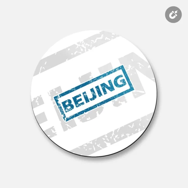 Beijing China Grunge | 4'' X 4'' Round Decorative Magnet