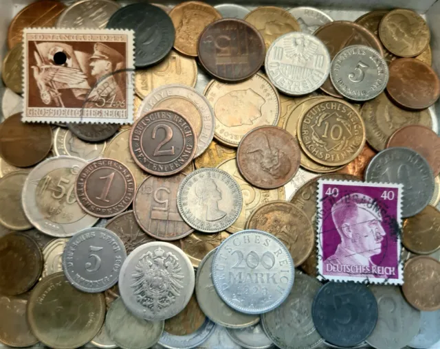 Münzen Sammlung Aus Aller Welt Mit Deutsches Reich Briefmarken Konvolut Lot